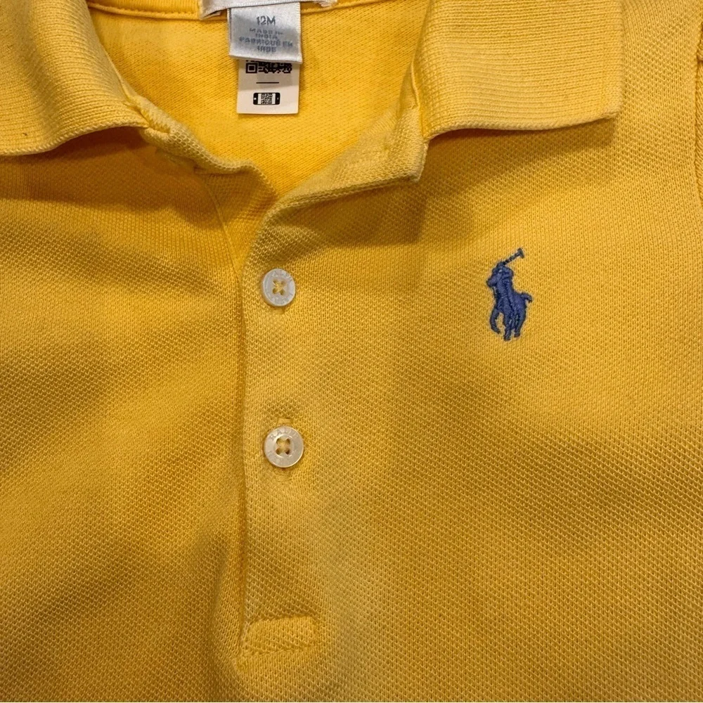 Ralph Lauren Toddler Girls 12 Months Short Sleeve Polo Dress - Yellow